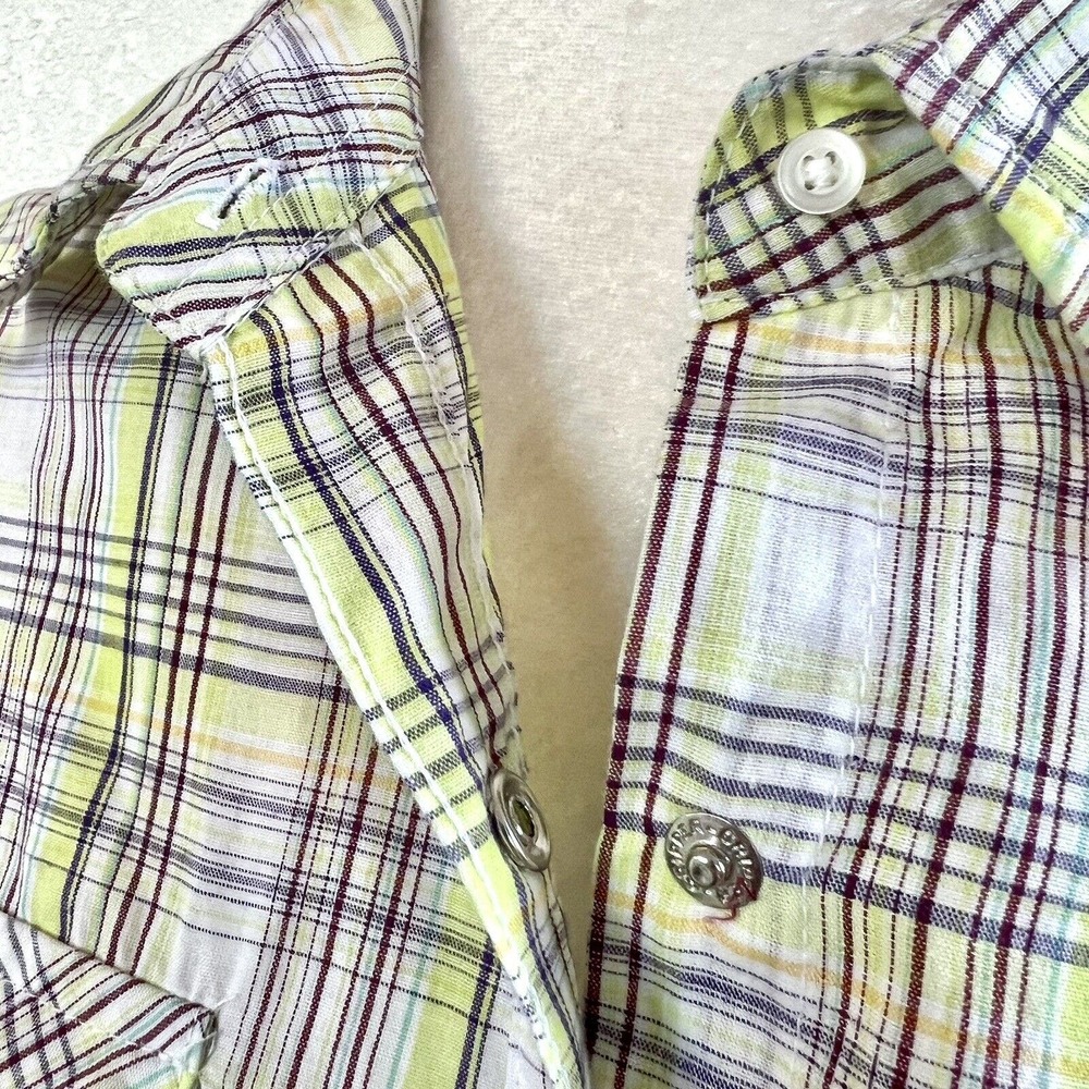Wrangler Western Wrancher Women Small Pearl Snap Shirt Green Plaid Long Sleeve - Picture 9 of 11